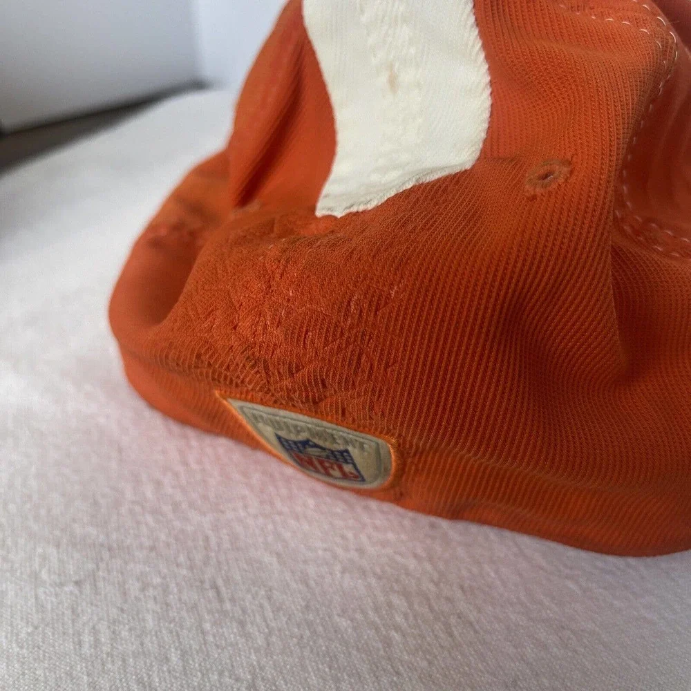 Reebok Cleveland Browns hat Cap White Stripe Orange Elastic Fit Tire Tracks